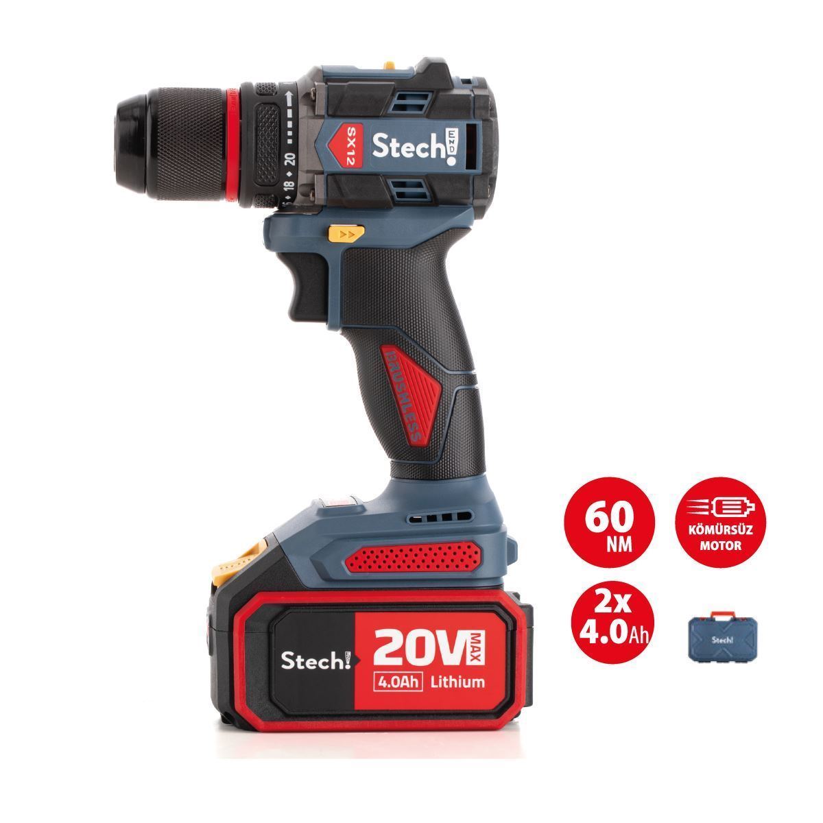 STECHEND SX12 AKÜLÜ DARBESİZ MATKAP 4 AMPER